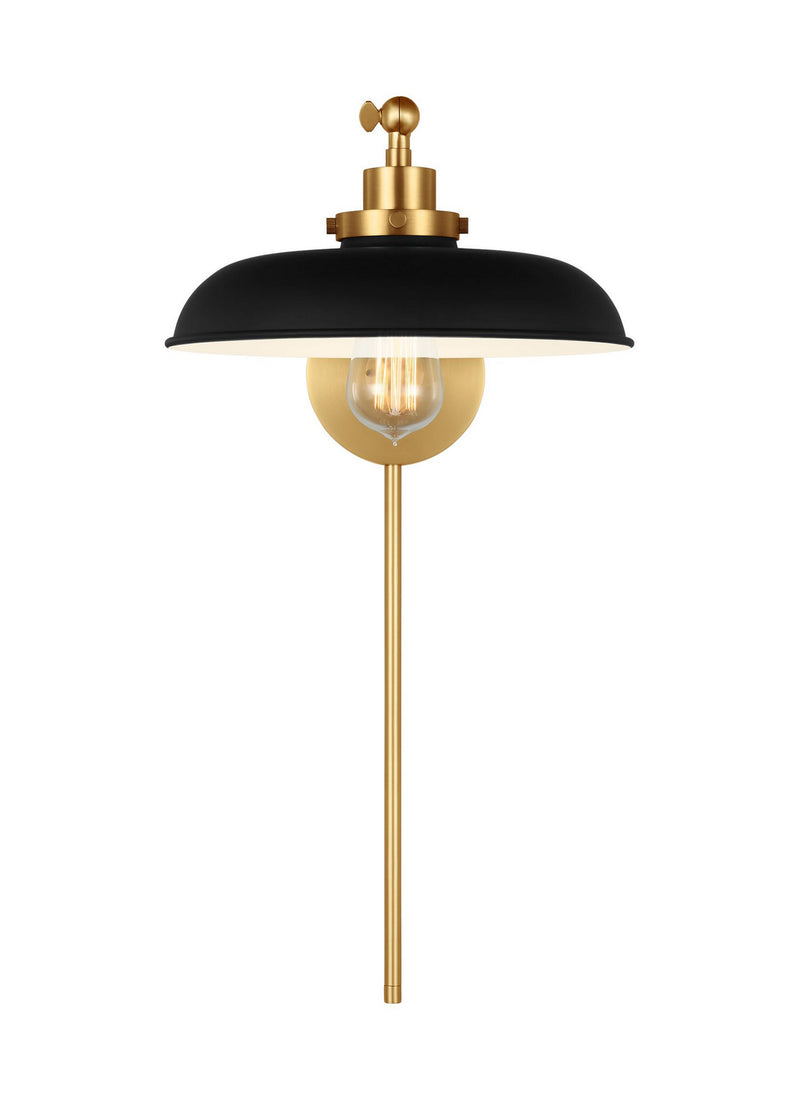 Visual Comfort Studio CW1141MBKBBS One Light Wall Sconce, Midnight Black and Burnished Brass