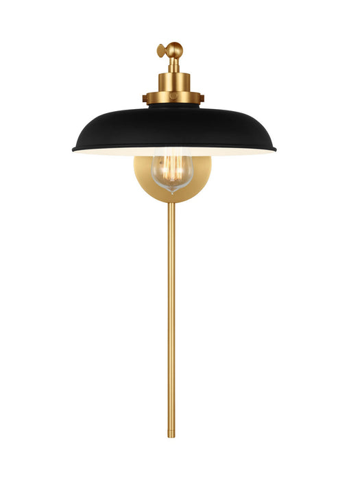 Visual Comfort Studio CW1141MBKBBS One Light Wall Sconce, Midnight Black and Burnished Brass