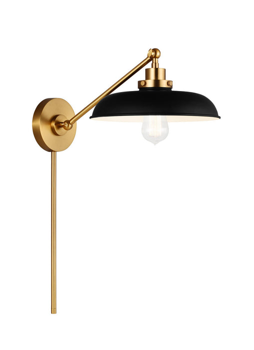 Visual Comfort Studio CW1141MBKBBS One Light Wall Sconce, Midnight Black and Burnished Brass
