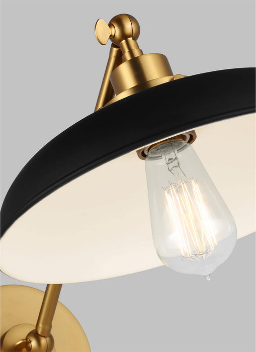 Visual Comfort Studio CW1141MBKBBS One Light Wall Sconce, Midnight Black and Burnished Brass