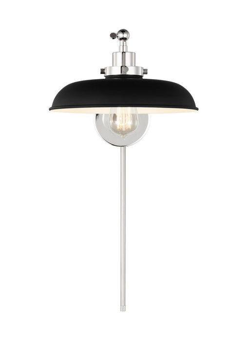 Visual Comfort Studio CW1141MBKPN One Light Wall Sconce, Midnight Black and Polished Nickel