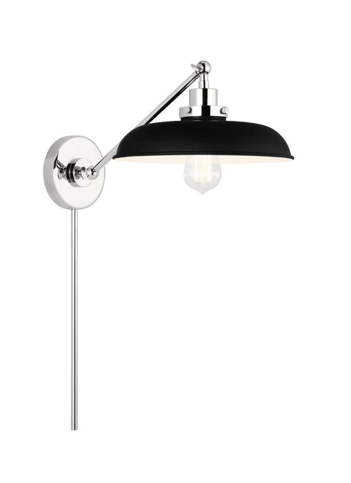Visual Comfort Studio CW1141MBKPN One Light Wall Sconce, Midnight Black and Polished Nickel