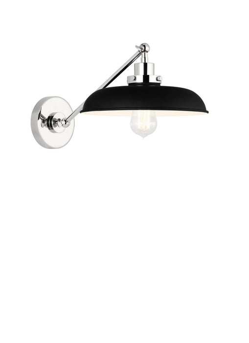 Visual Comfort Studio CW1141MBKPN One Light Wall Sconce, Midnight Black and Polished Nickel