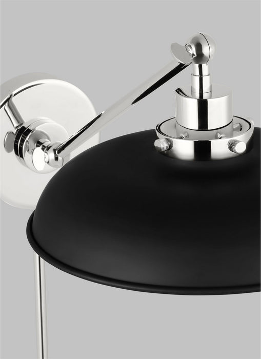 Visual Comfort Studio CW1141MBKPN One Light Wall Sconce, Midnight Black and Polished Nickel