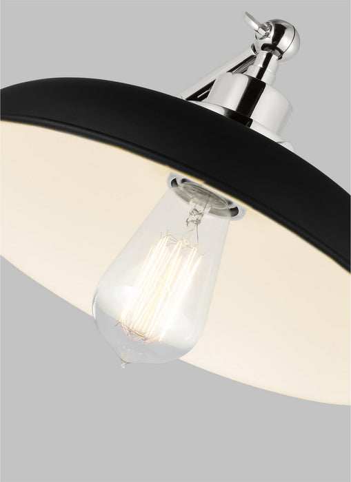 Visual Comfort Studio CW1141MBKPN One Light Wall Sconce, Midnight Black and Polished Nickel