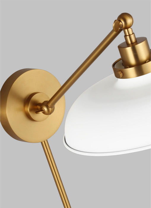 Visual Comfort Studio CW1141MWTBBS One Light Wall Sconce, Matte White and Burnished Brass