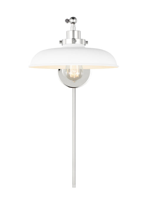 Visual Comfort Studio CW1141MWTPN One Light Wall Sconce, Matte White and Polished Nickel