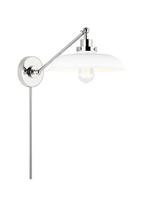 Visual Comfort Studio CW1141MWTPN One Light Wall Sconce, Matte White and Polished Nickel