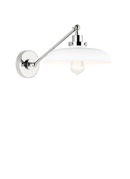 Visual Comfort Studio CW1141MWTPN One Light Wall Sconce, Matte White and Polished Nickel