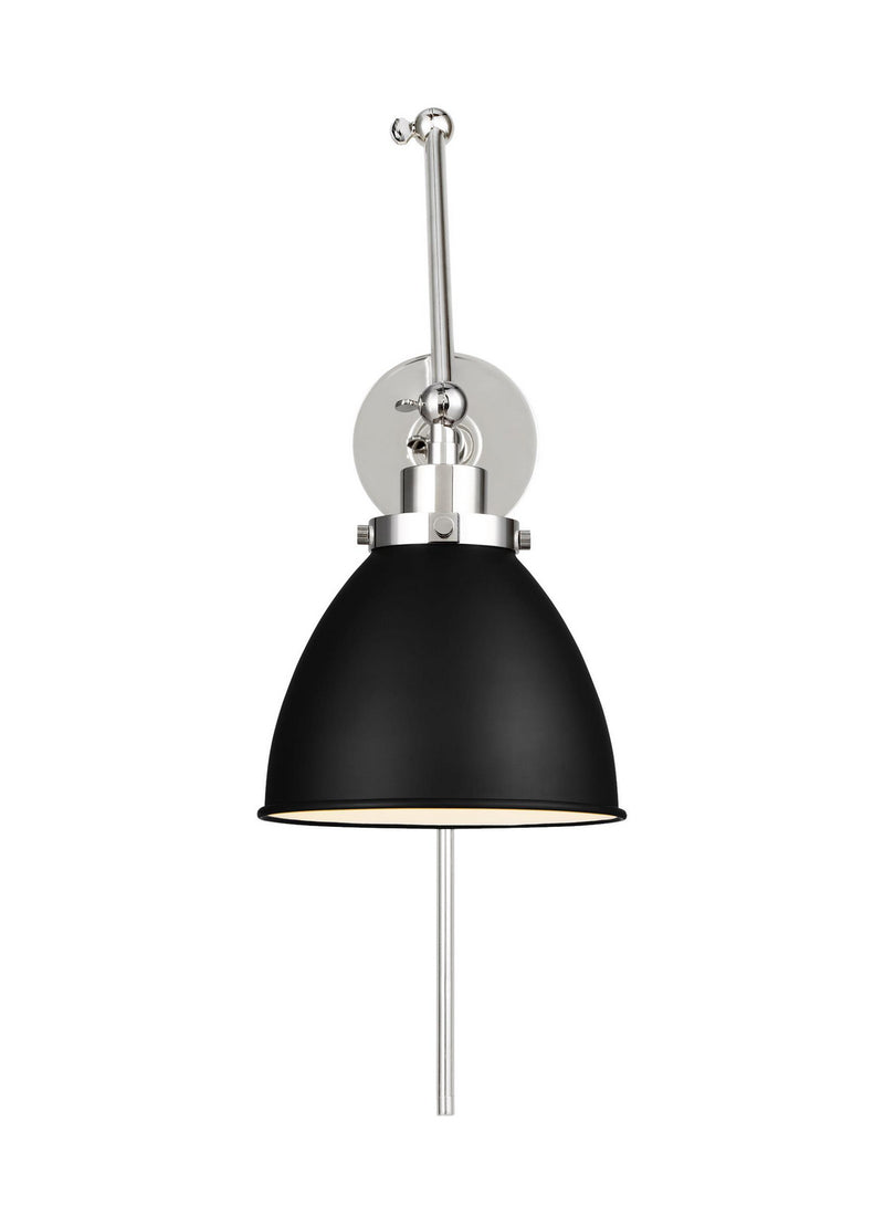 Visual Comfort Studio CW1161MBKPN One Light Wall Sconce, Midnight Black and Polished Nickel