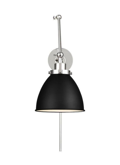 Visual Comfort Studio CW1161MBKPN One Light Wall Sconce, Midnight Black and Polished Nickel