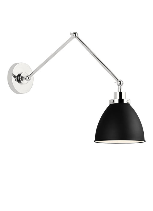 Visual Comfort Studio CW1161MBKPN One Light Wall Sconce, Midnight Black and Polished Nickel