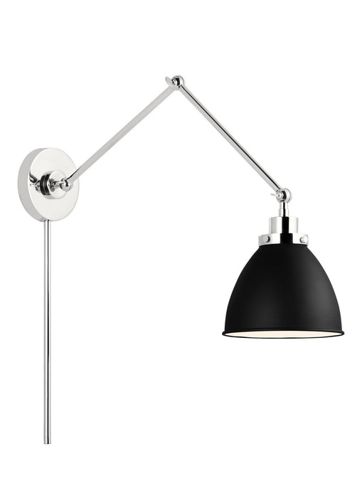 Visual Comfort Studio CW1161MBKPN One Light Wall Sconce, Midnight Black and Polished Nickel