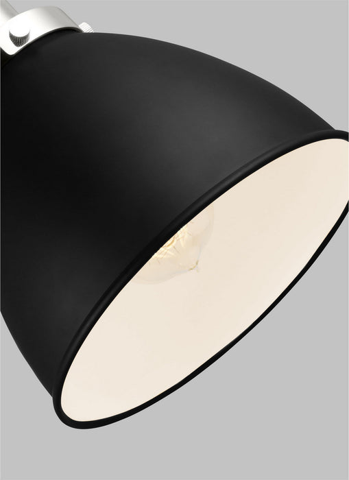 Visual Comfort Studio CW1161MBKPN One Light Wall Sconce, Midnight Black and Polished Nickel