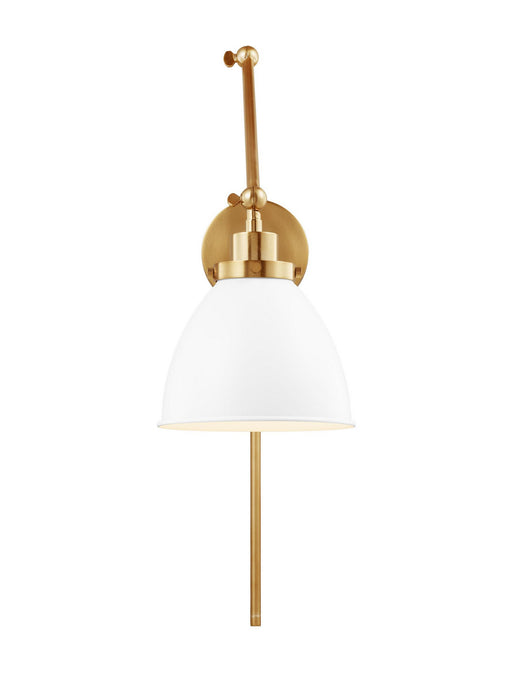 Visual Comfort Studio CW1161MWTBBS One Light Wall Sconce, Matte White and Burnished Brass