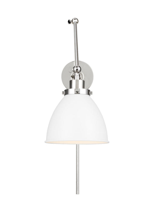 Visual Comfort Studio CW1161MWTPN One Light Wall Sconce, Matte White and Polished Nickel