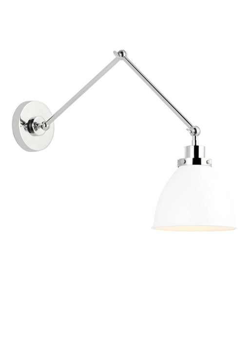 Visual Comfort Studio CW1161MWTPN One Light Wall Sconce, Matte White and Polished Nickel