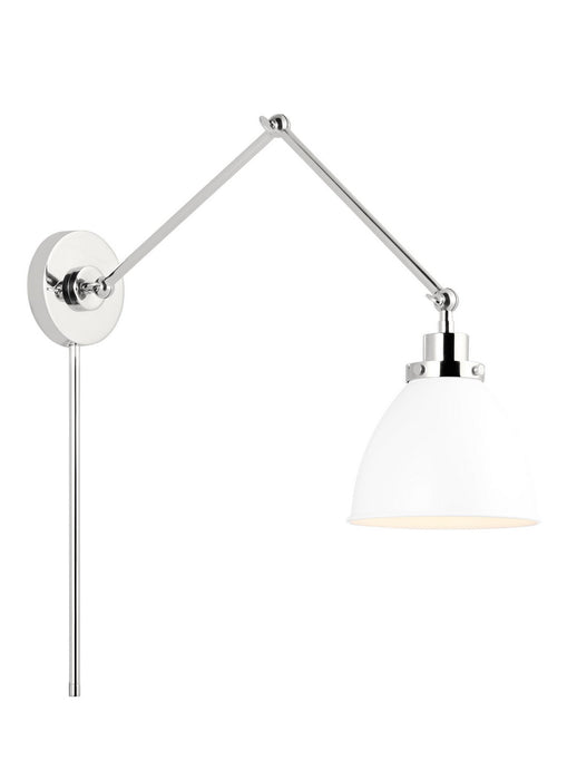 Visual Comfort Studio CW1161MWTPN One Light Wall Sconce, Matte White and Polished Nickel