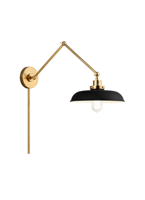 Visual Comfort Studio CW1171MBKBBS One Light Wall Sconce, Midnight Black and Burnished Brass