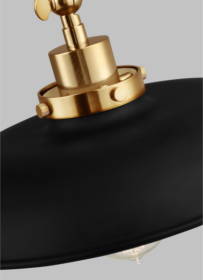 Visual Comfort Studio CW1171MBKBBS One Light Wall Sconce, Midnight Black and Burnished Brass