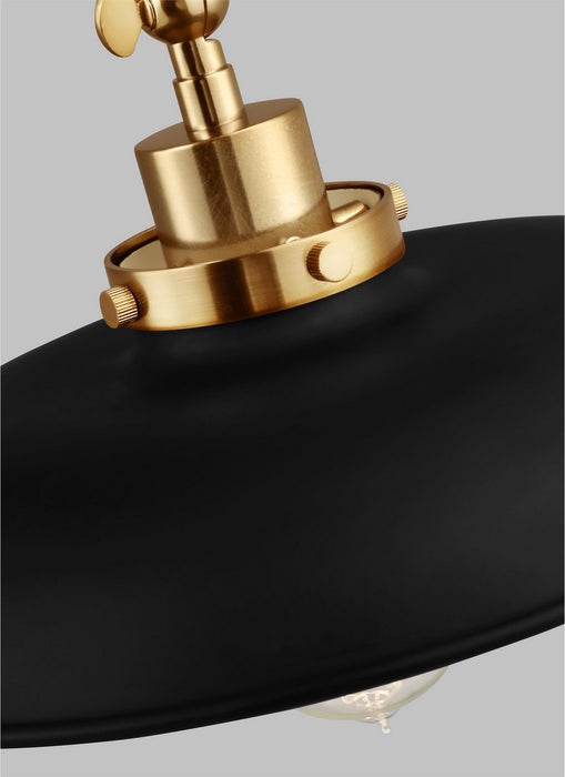 Visual Comfort Studio CW1171MBKBBS One Light Wall Sconce, Midnight Black and Burnished Brass