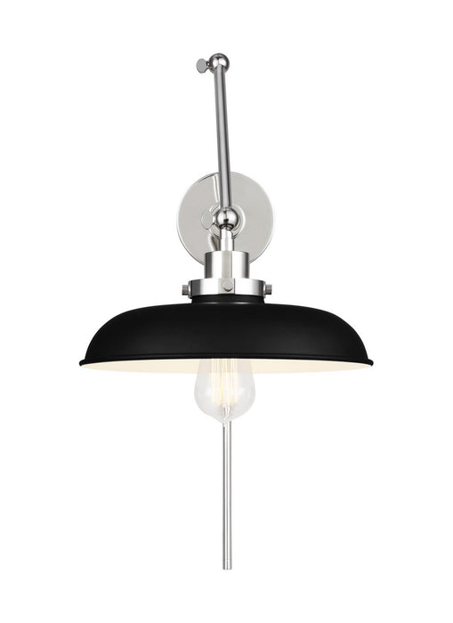 Visual Comfort Studio CW1171MBKPN One Light Wall Sconce, Midnight Black and Polished Nickel