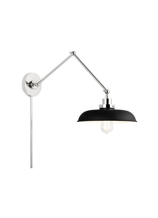Visual Comfort Studio CW1171MBKPN One Light Wall Sconce, Midnight Black and Polished Nickel