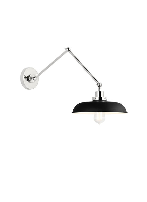 Visual Comfort Studio CW1171MBKPN One Light Wall Sconce, Midnight Black and Polished Nickel