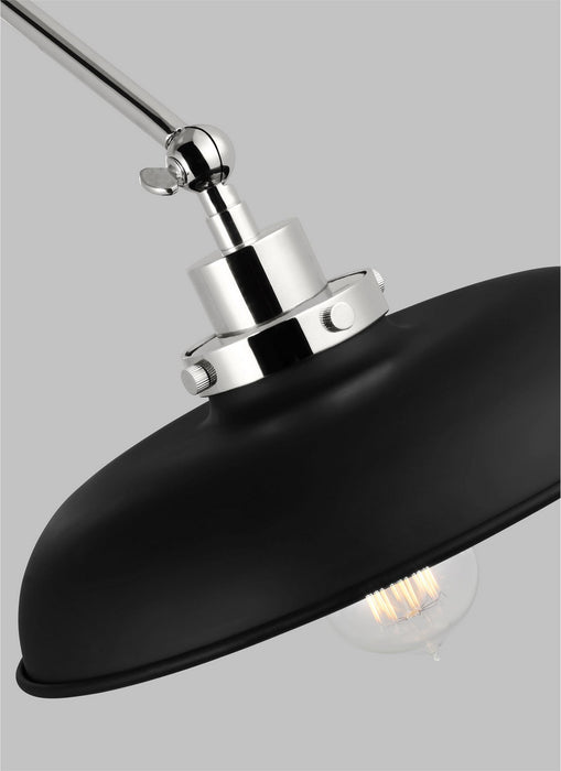 Visual Comfort Studio CW1171MBKPN One Light Wall Sconce, Midnight Black and Polished Nickel