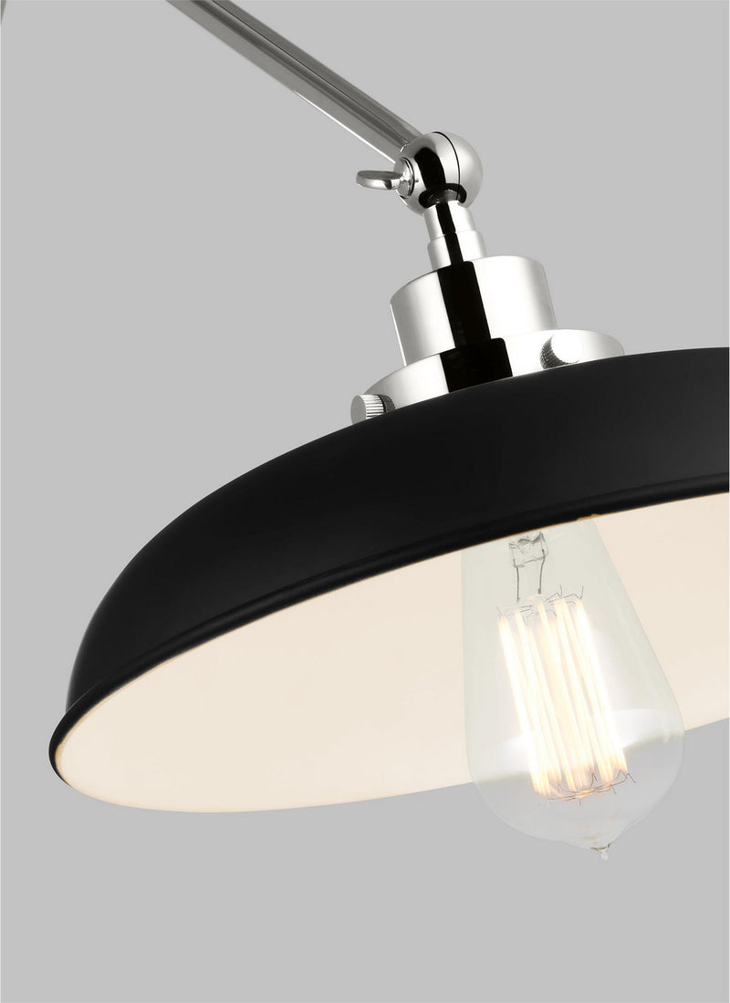 Visual Comfort Studio CW1171MBKPN One Light Wall Sconce, Midnight Black and Polished Nickel