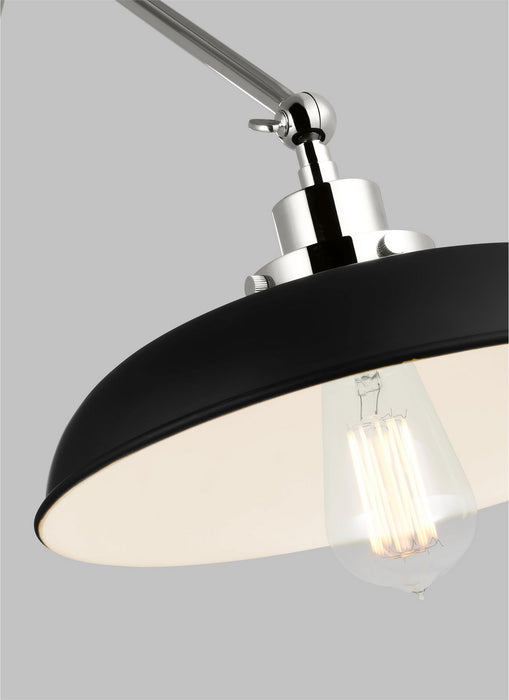 Visual Comfort Studio CW1171MBKPN One Light Wall Sconce, Midnight Black and Polished Nickel