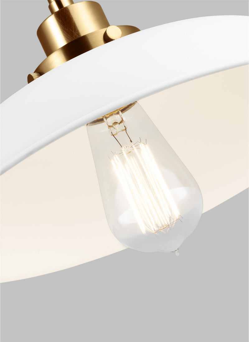 Visual Comfort Studio CW1171MWTBBS One Light Wall Sconce, Matte White and Burnished Brass