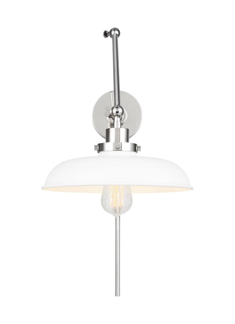 Visual Comfort Studio CW1171MWTPN One Light Wall Sconce, Matte White and Polished Nickel