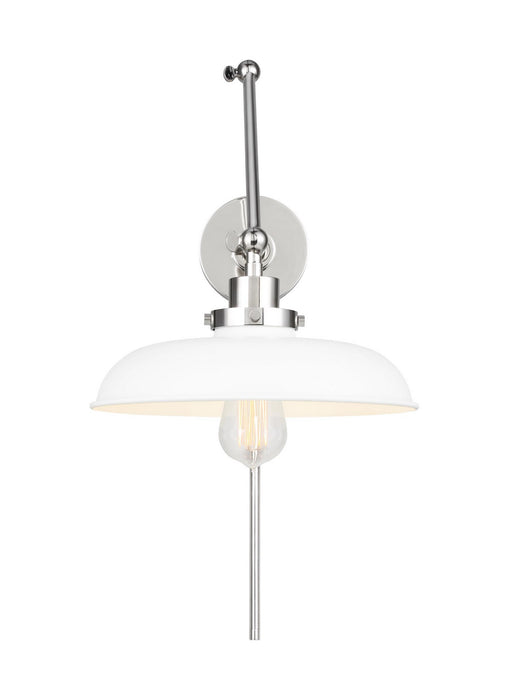 Visual Comfort Studio CW1171MWTPN One Light Wall Sconce, Matte White and Polished Nickel