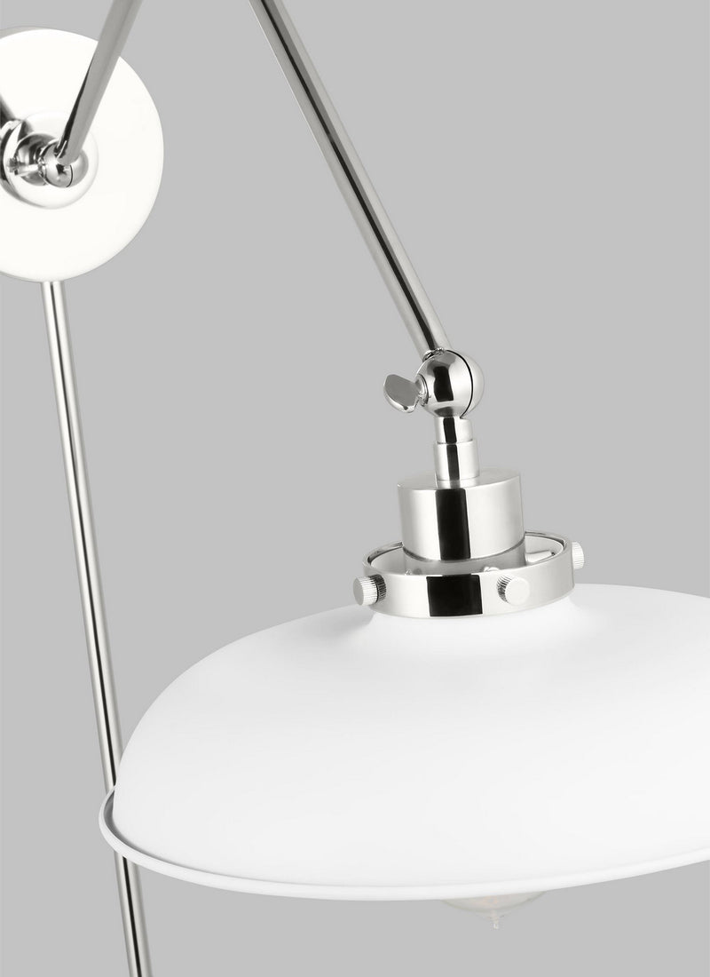 Visual Comfort Studio CW1171MWTPN One Light Wall Sconce, Matte White and Polished Nickel
