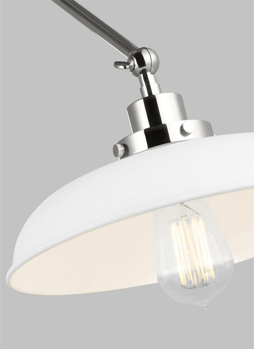 Visual Comfort Studio CW1171MWTPN One Light Wall Sconce, Matte White and Polished Nickel