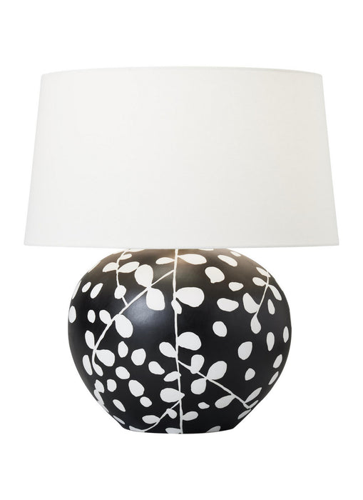 Visual Comfort Studio HT1011WLBL1 One Light Table Lamp, White Leather W Black Leather