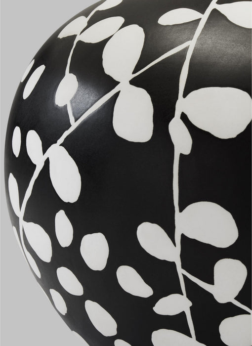 Visual Comfort Studio HT1011WLBL1 One Light Table Lamp, White Leather W Black Leather