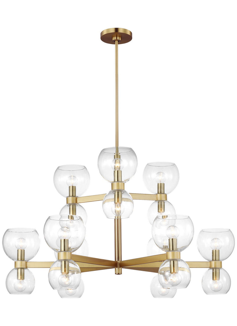 Visual Comfort Studio KSC10018BBSCG 18 Light Chandelier, Burnished Brass with Clear Glass