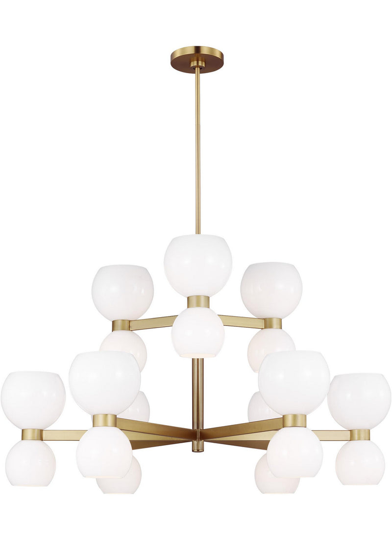 Visual Comfort Studio KSC10018BBSMG 18 Light Chandelier, Burnished Brass with Milk White Glass
