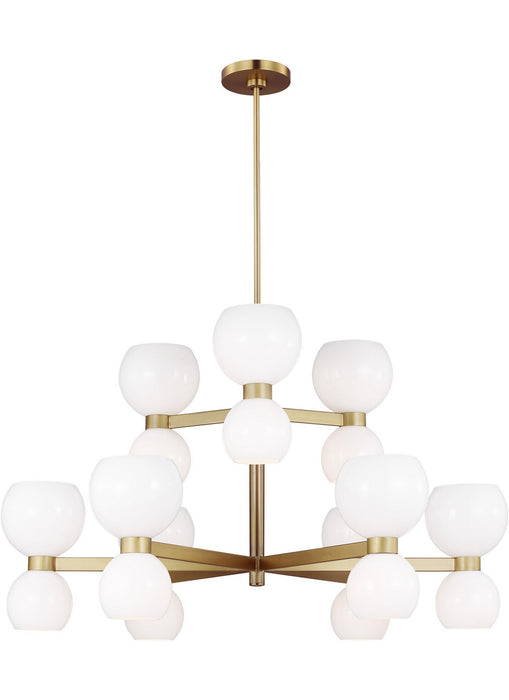 Visual Comfort Studio KSC10018BBSMG 18 Light Chandelier, Burnished Brass with Milk White Glass