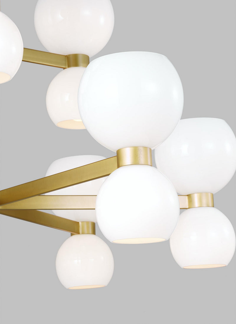 Visual Comfort Studio KSC10018BBSMG 18 Light Chandelier, Burnished Brass with Milk White Glass
