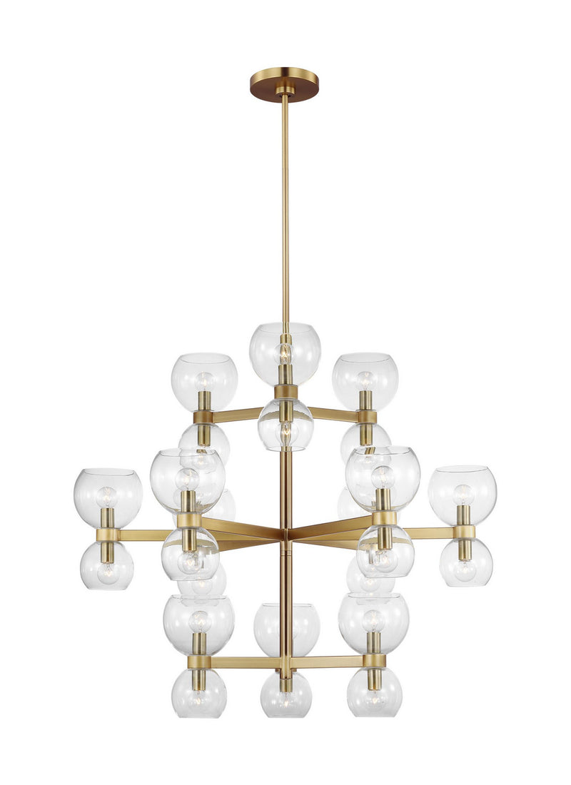 Visual Comfort Studio KSC10124BBSCG 24 Light Chandelier, Burnished Brass with Clear Glass