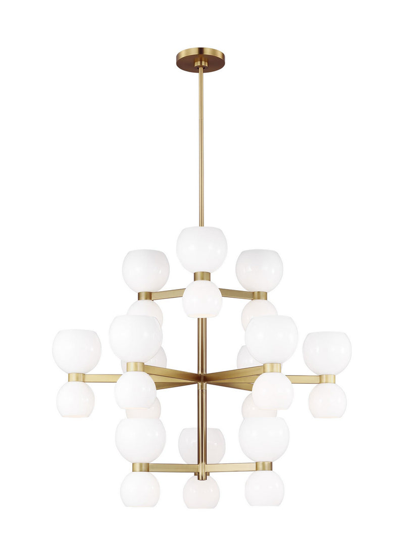 Visual Comfort Studio KSC10124BBSMG 24 Light Chandelier, Burnished Brass with Milk White Glass