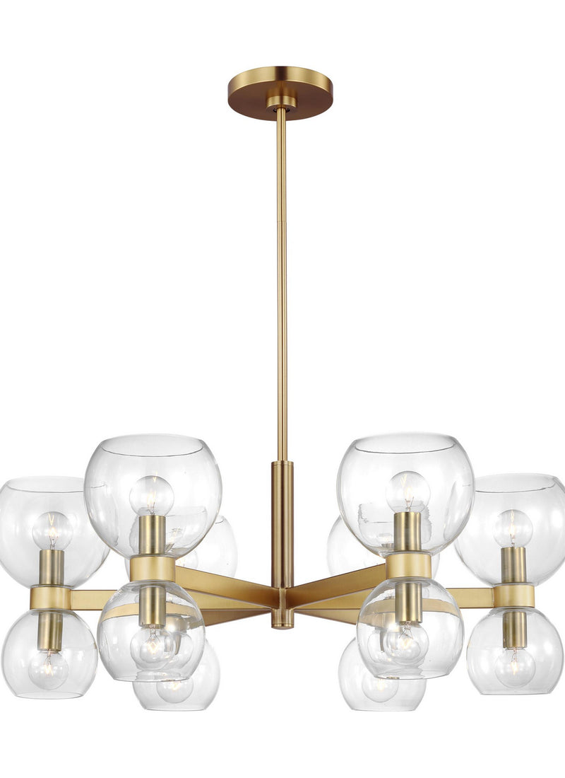Visual Comfort Studio KSC10212BBSCG Six Light Chandelier, Burnished Brass with Clear Glass