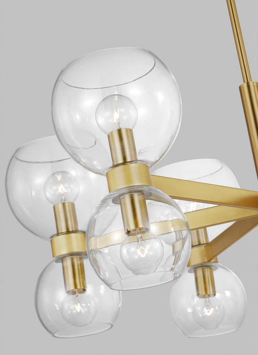 Visual Comfort Studio KSC10212BBSCG Six Light Chandelier, Burnished Brass with Clear Glass