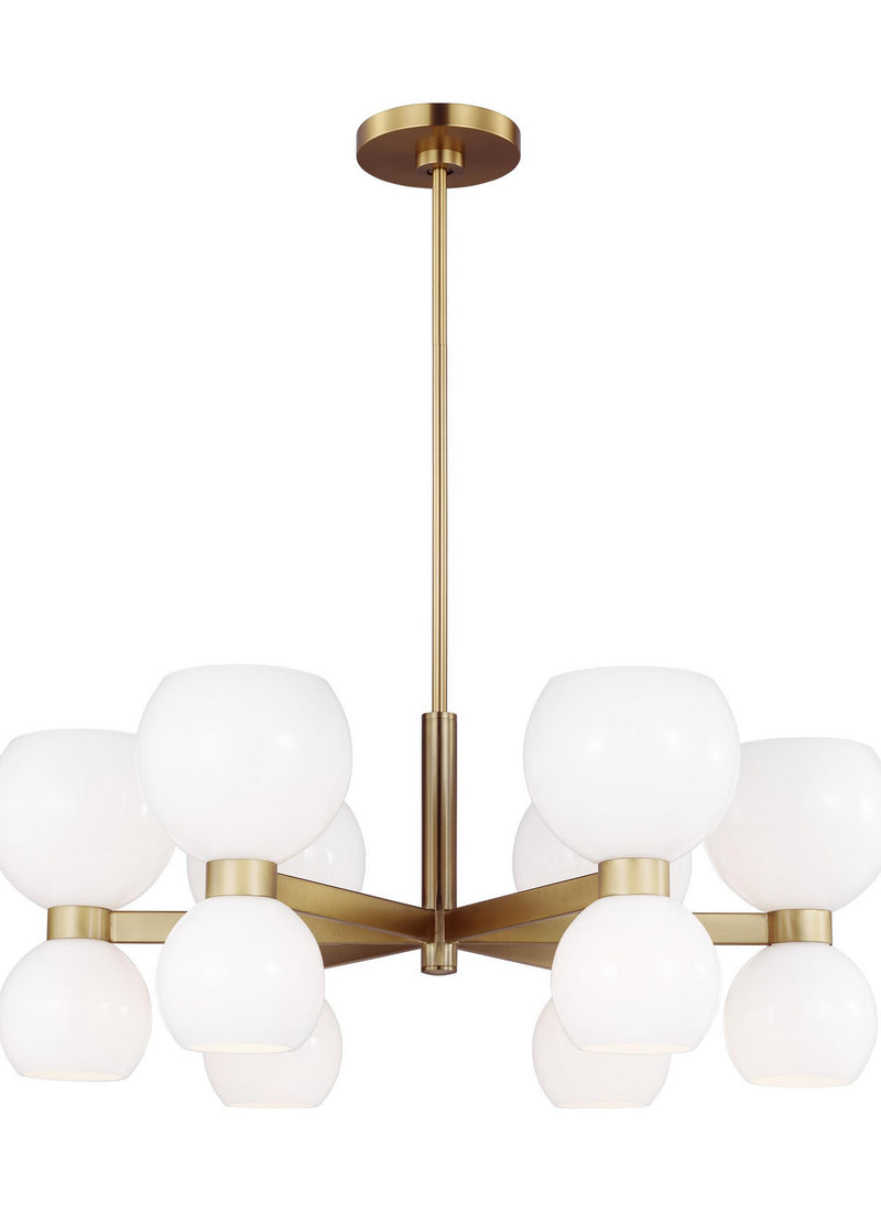 Visual Comfort Studio KSC10212BBSMG 12 Light Chandelier, Burnished Brass with Milk White Glass