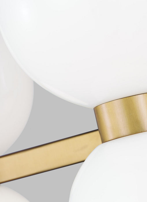 Visual Comfort Studio KSF1036BBSMG Six Light Semi Flush Mount, Burnished Brass with Milk White Glass