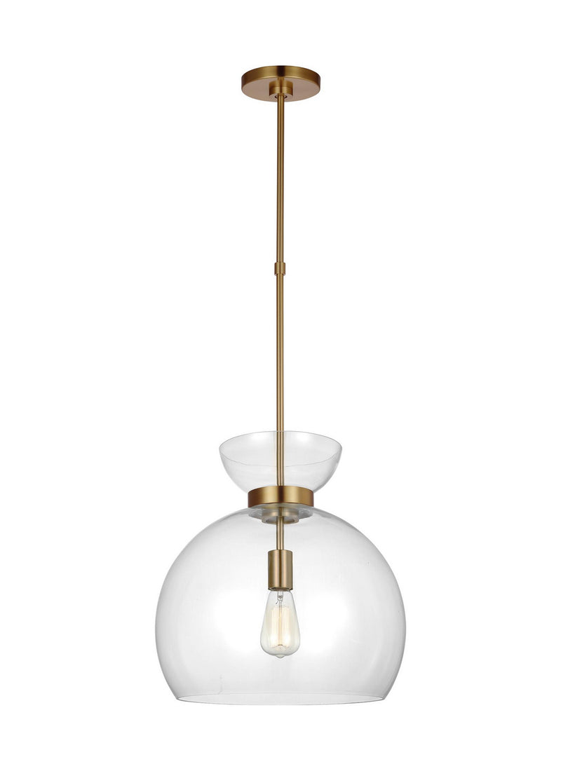 Visual Comfort Studio KSP1021BBSCG One Light Pendant, Burnished Brass with Clear Glass