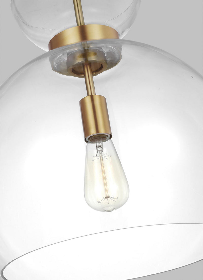 Visual Comfort Studio KSP1021BBSCG One Light Pendant, Burnished Brass with Clear Glass